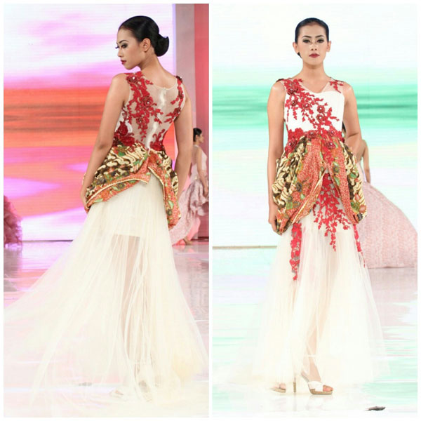 Longdress Pesta Batik Kombinasi Tile