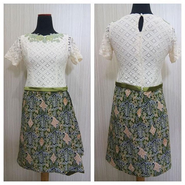 Dress Pesta Brokat Batik Hijau