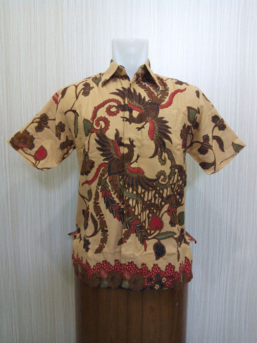 Baju Batik Lengan Pendek Kemeja Batik Modern Merak Kembar