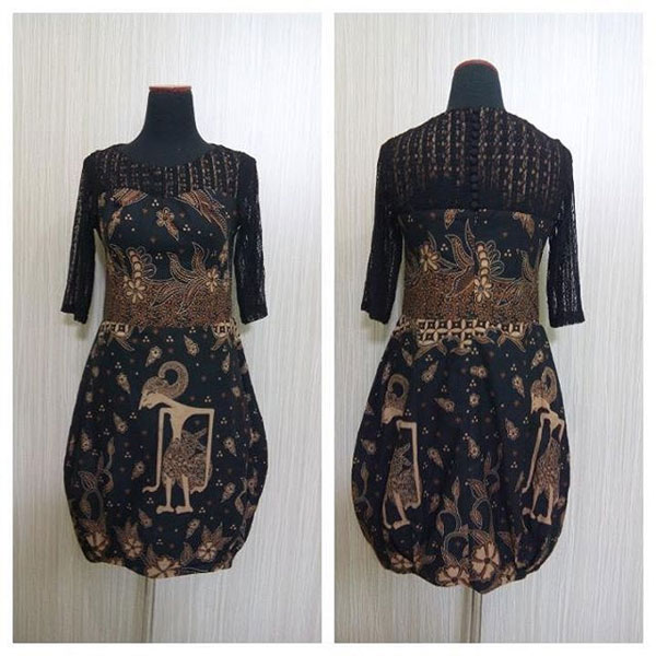 Dress Batik Wayang Hitam Balon